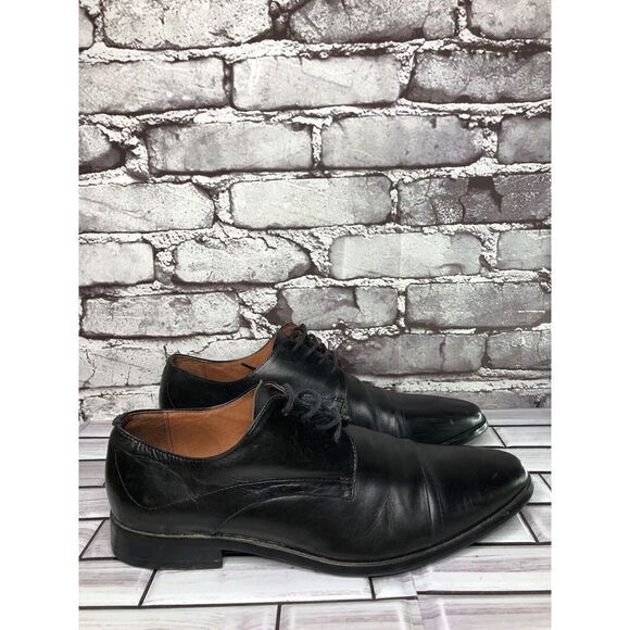 AQUILA Italian made Black Leather Cap Toe Dress Lace Up Shoes Men Sz 41EU/8M US - Picture 2 of 16